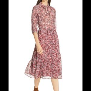 ba&sh Red and White Floral Dress